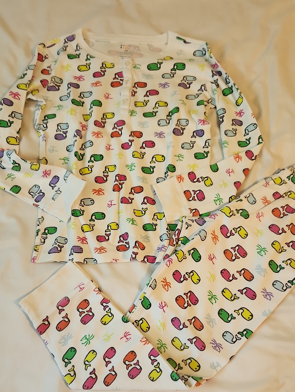 Rainbow Whale Print Pajama Set